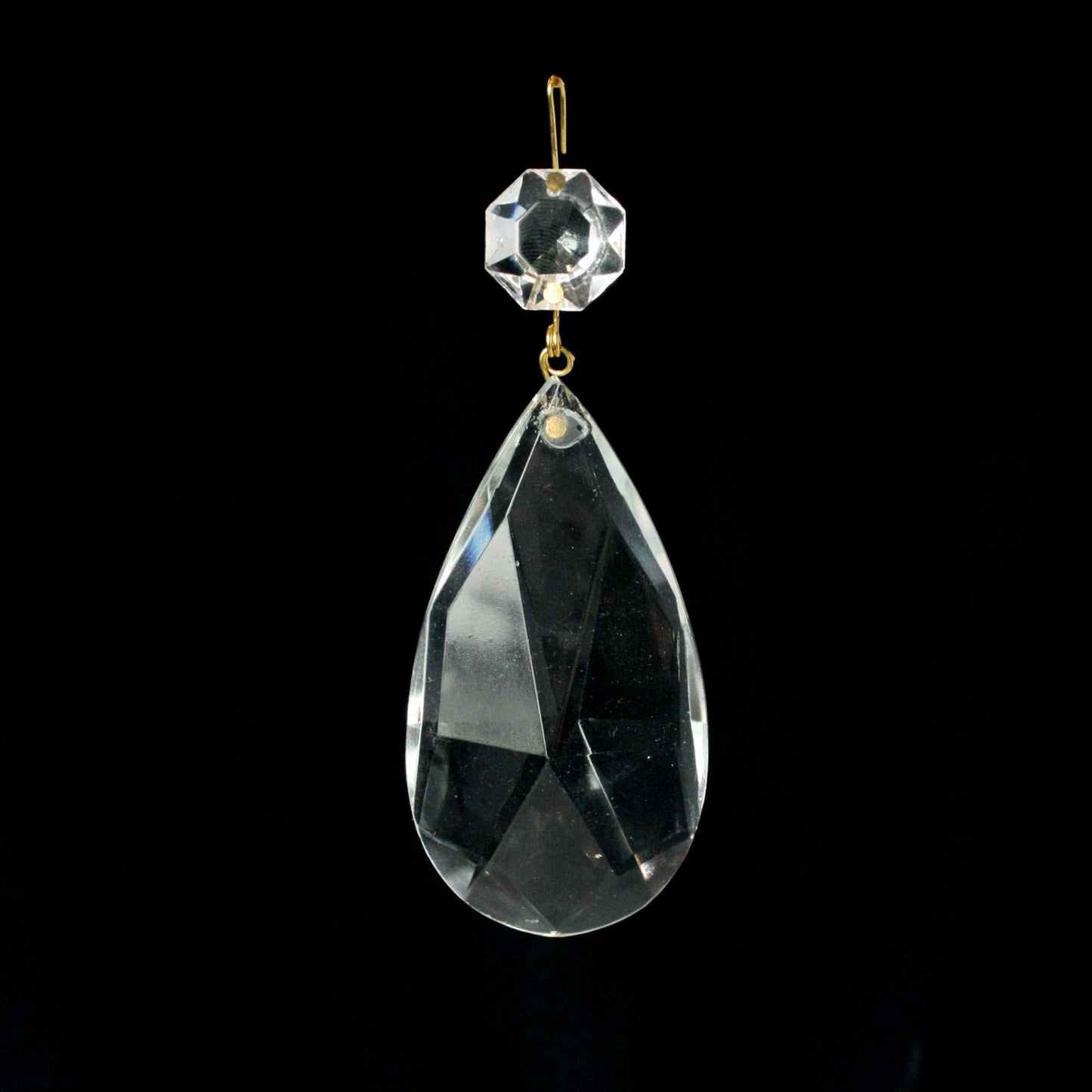 3" Clear Full Cut Teardrop w/ Top Bead (Blemished)