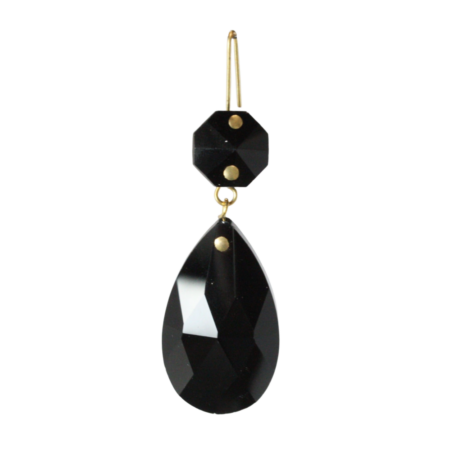 2" Black Full Cut Teardrop w/ Top Bead (Blemished)