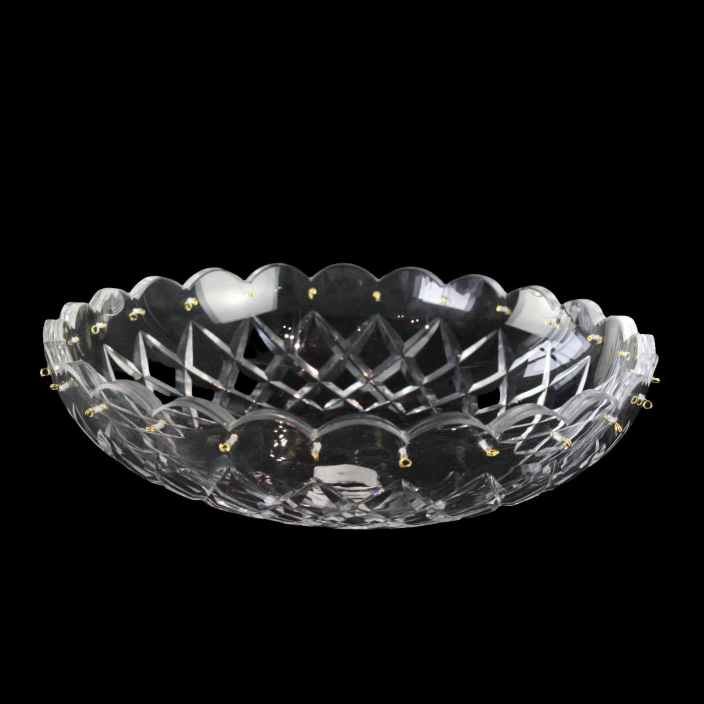 10" Double Criss-Cross Czech Crystal Bowl, 24 Pin (Blemished)