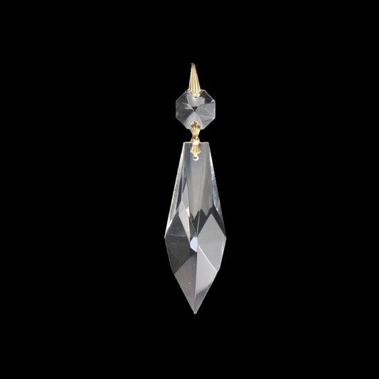 Full Cut Crystal Prism w/ Top Bead, Brass Bow Tie & Hanger