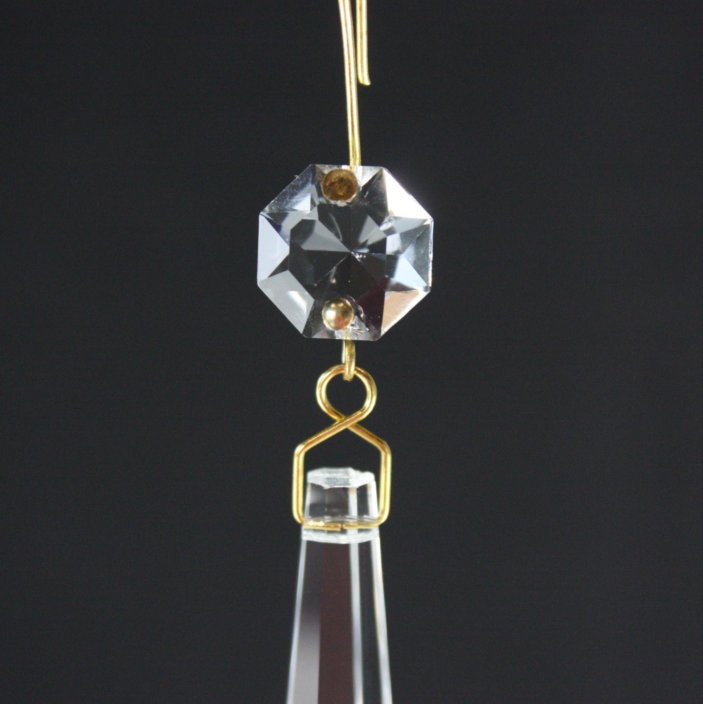 3" SYMPHONY Crystal U-Drop w/ Top Bead, Brass