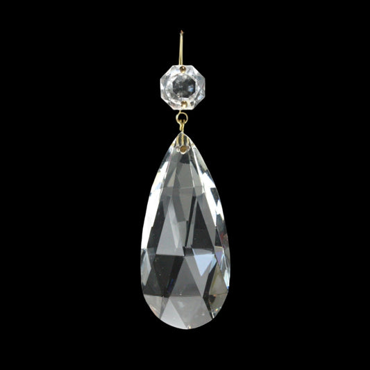 3" Czech Crystal Full Cut Teardrop w/ Top Bead