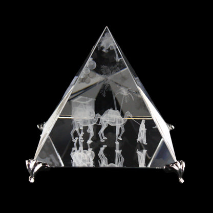 Crystal 3D Pyramid w/ Camels by Asfour® Crystal