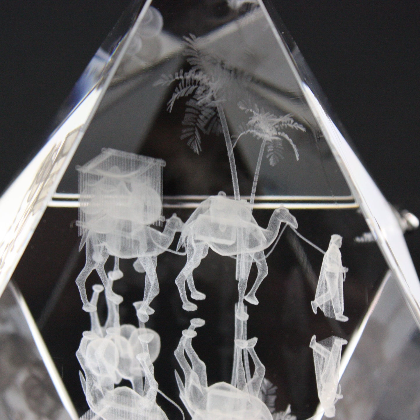 Crystal 3D Pyramid w/ Camels by Asfour® Crystal