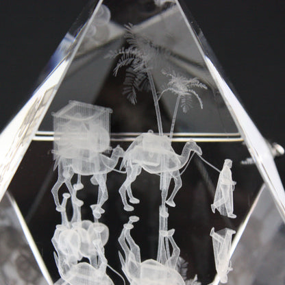 Crystal 3D Pyramid w/ Camels by Asfour® Crystal