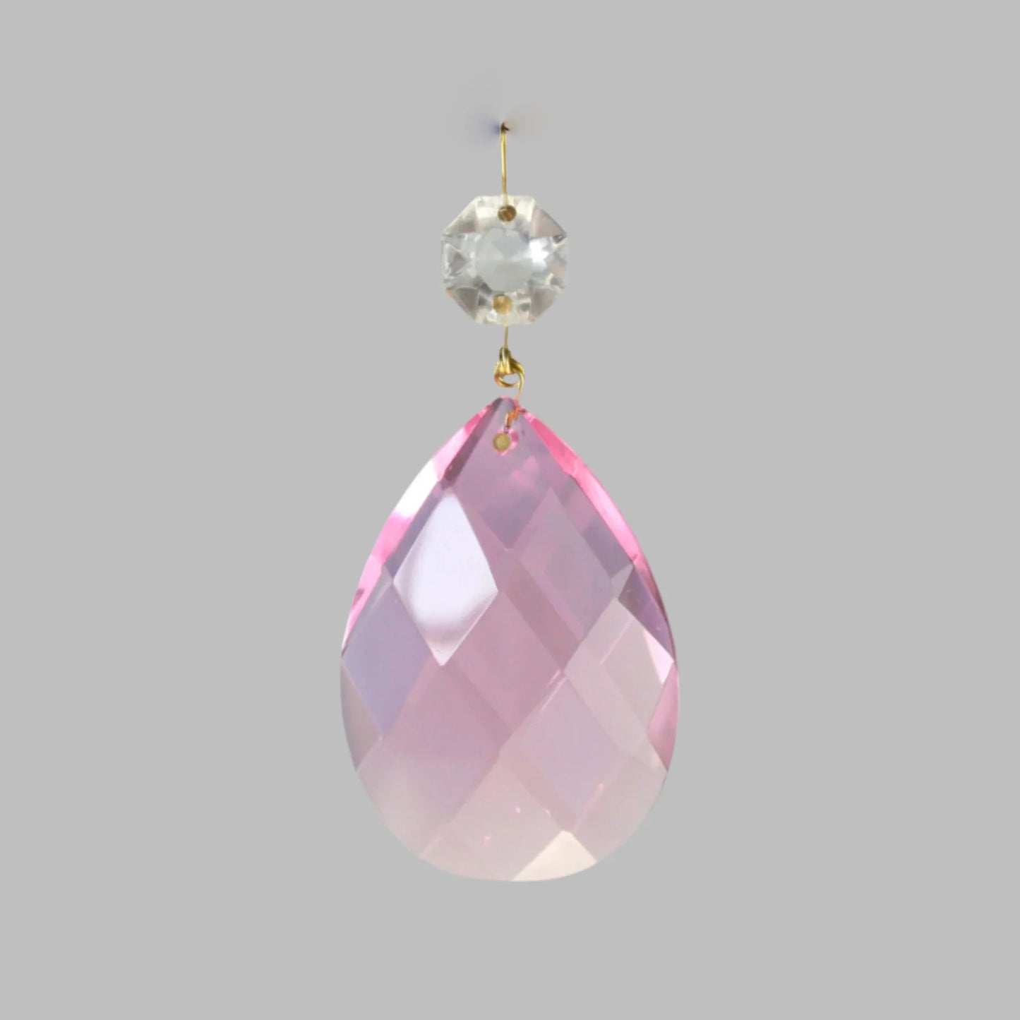 2-1/2" Pink Swedish Teardrop w/ Clear Top Bead