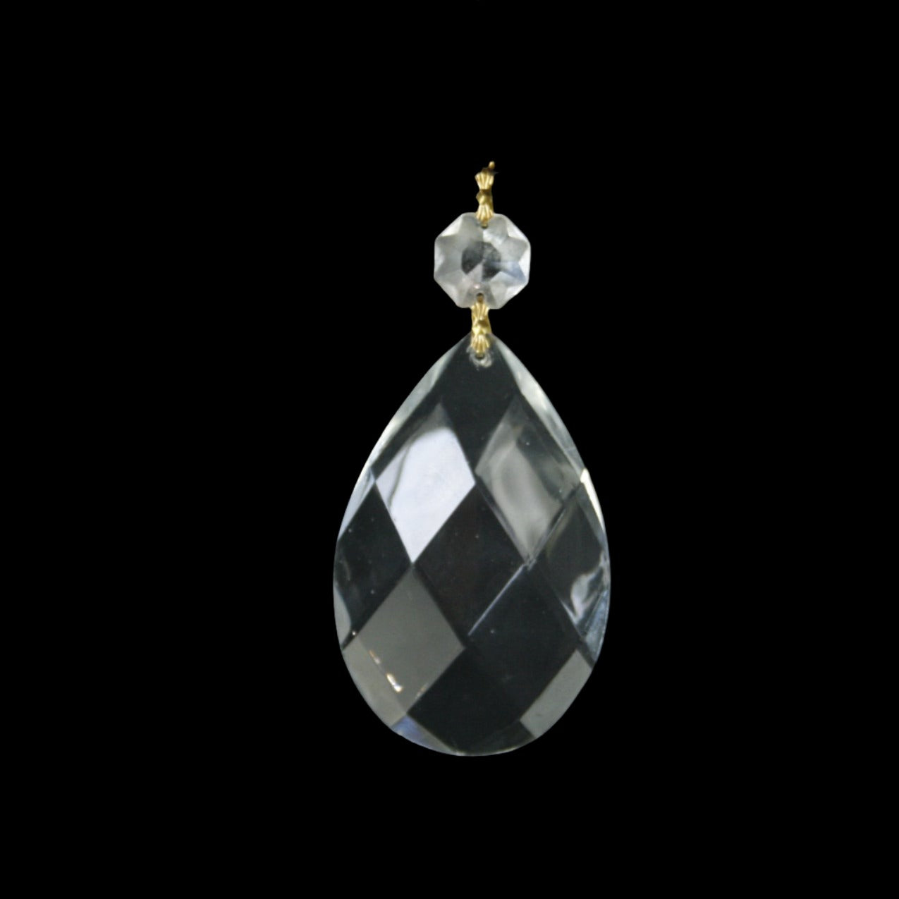 3" Clear Swedish Cut Teardrop w/ Top Bead (Blemished)