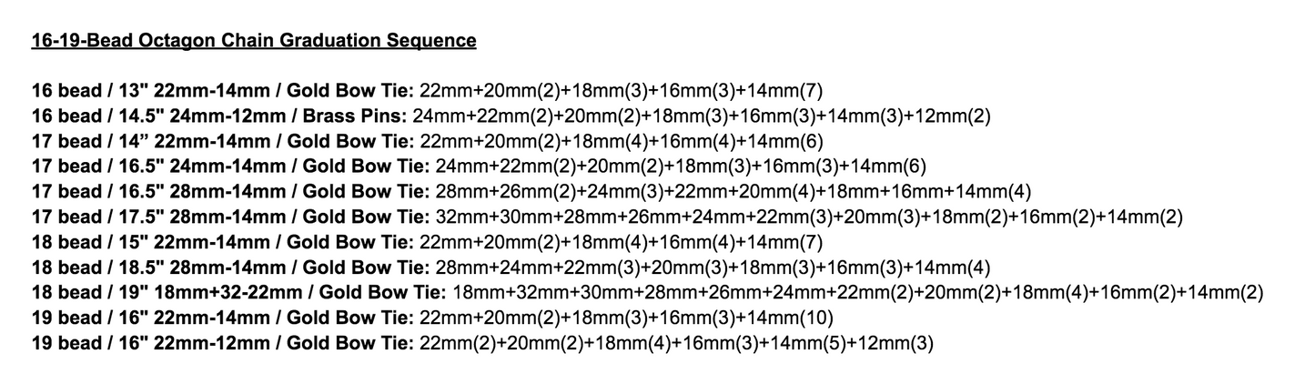 Graduated Crystal Octagon Chain<br> 16, 17, 18 and 19 Bead