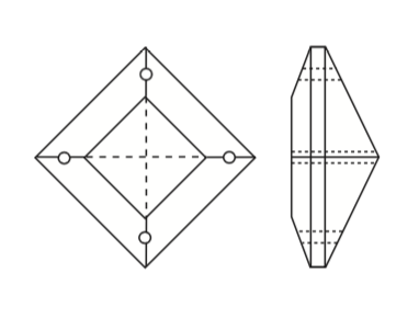 Clear Half Cut 4-Hole Square