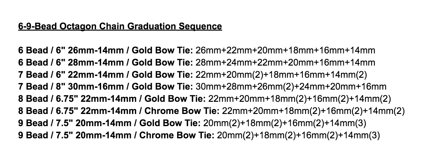 Graduated Crystal Octagon Chain<br>6, 7, 8 and 9 bead