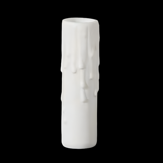 White Resin Candle Cover w/ Drip, Candelabra Base