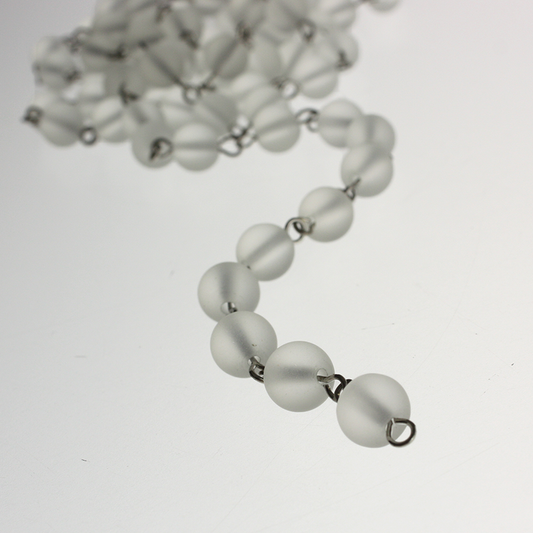 39" 8mm Frosted Round Bead Chain, Chrome