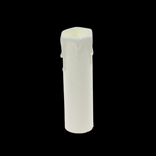 3-1/2" Matte White Plastic Candle Cover w/ White Drip, Candelabra Base